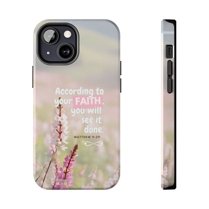 Inspirational Tough Phone Cases with Faith Quote, Floral Phone Cover, Christian Gift, Motivational Case, Bible Verse Accessory