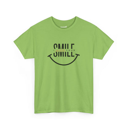 “SMILE” Heavy Cotton T-Shirt for Women – Motivational Tee for Gifts, Casual Outings, and Positive Vibes