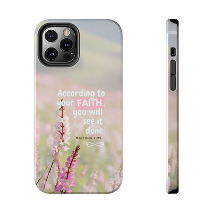 Inspirational Tough Phone Cases with Faith Quote, Floral Phone Cover, Christian Gift, Motivational Case, Bible Verse Accessory