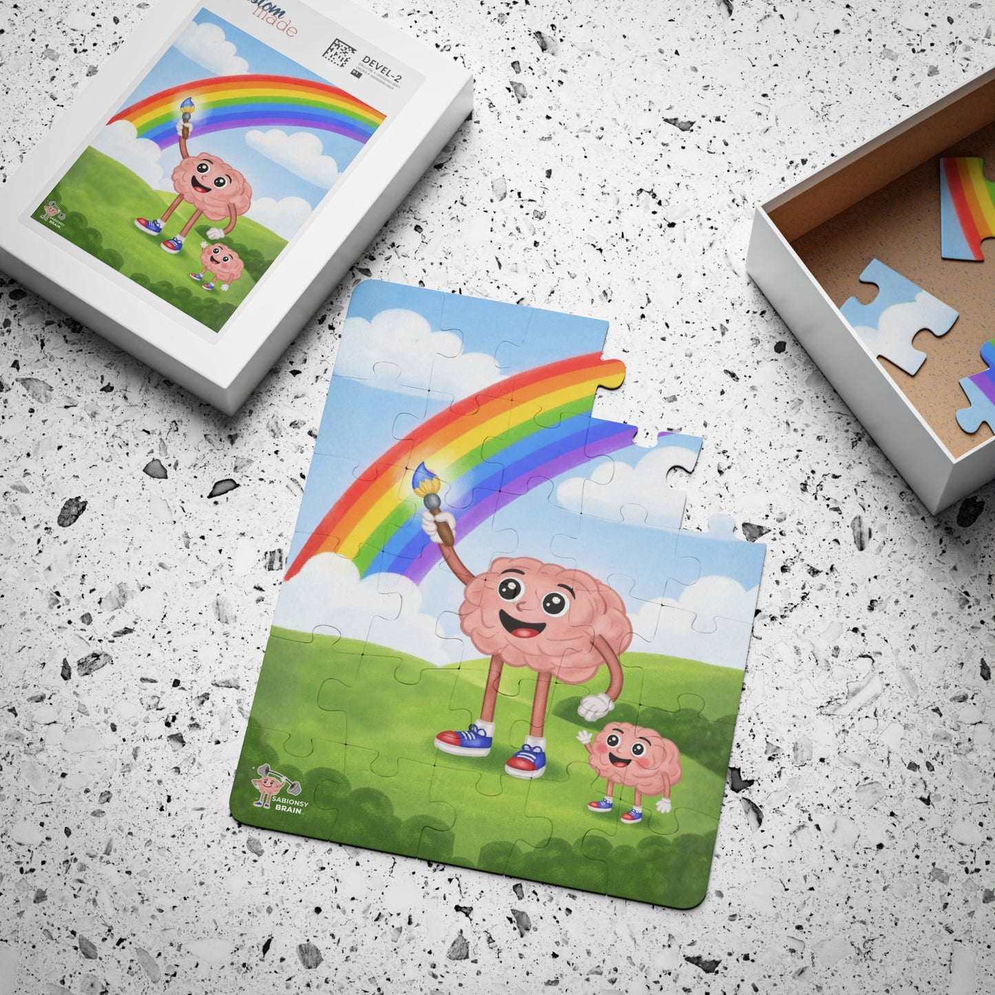 Rompecabezas infantil — Arcoíris cerebral feliz | Rompecabezas educativo de 30 piezas para niños