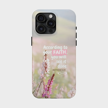 Inspirational Tough Phone Cases with Faith Quote, Floral Phone Cover, Christian Gift, Motivational Case, Bible Verse Accessory