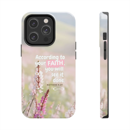 Inspirational Tough Phone Cases with Faith Quote, Floral Phone Cover, Christian Gift, Motivational Case, Bible Verse Accessory