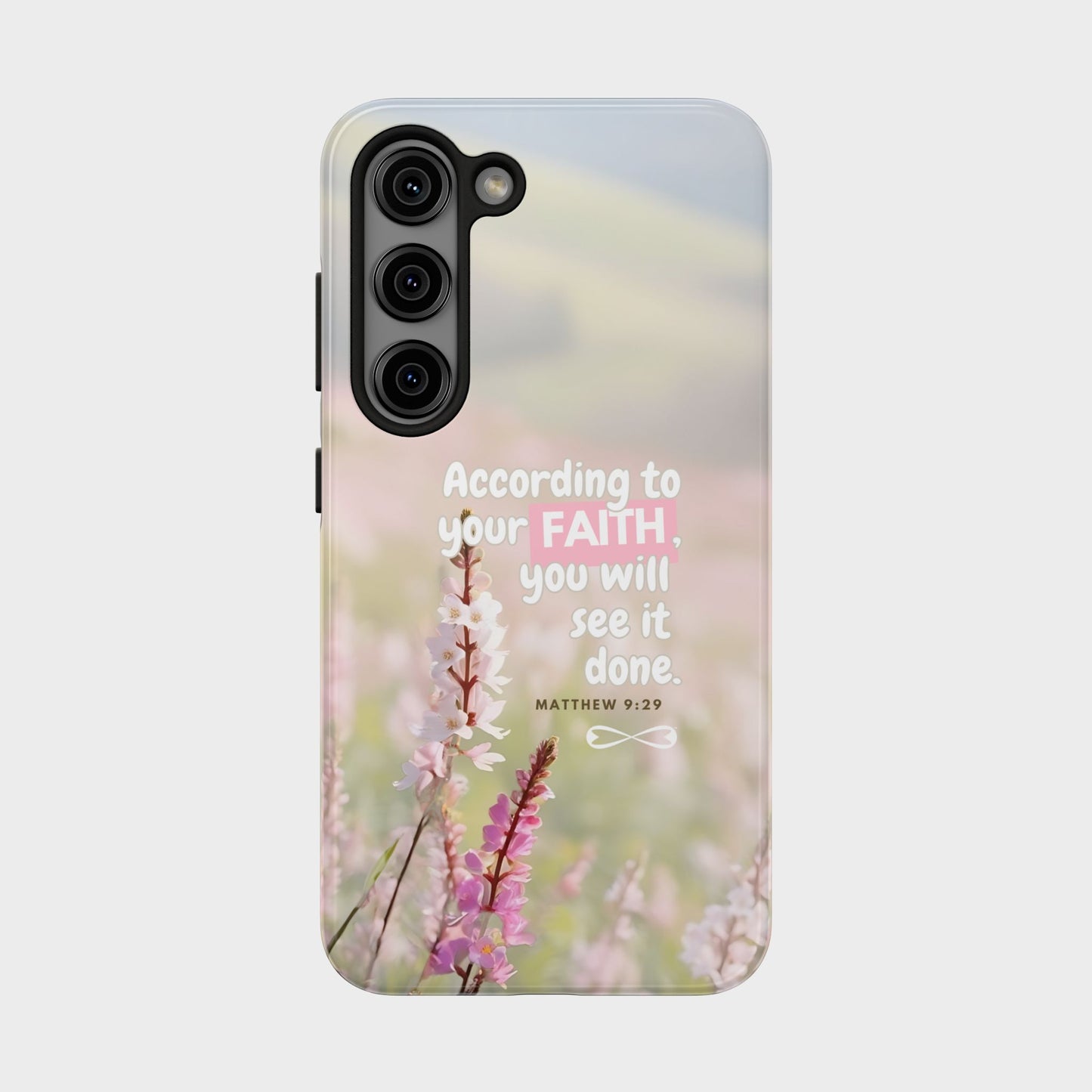Inspirational Tough Phone Cases with Faith Quote, Floral Phone Cover, Christian Gift, Motivational Case, Bible Verse Accessory