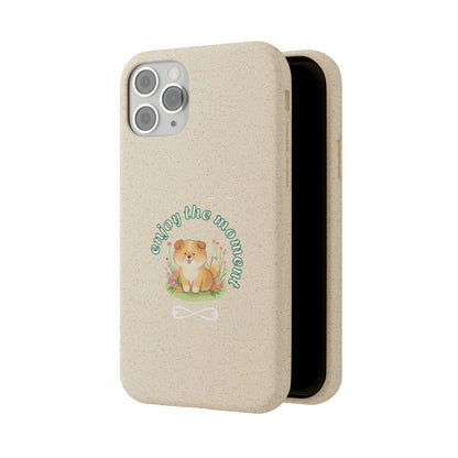 Funda biodegradable para teléfono - "Disfruta el momento" - Ecológica, regalo para amantes de los perros, accesorio adorable para mascotas, estilo de vida sostenible, diseño único