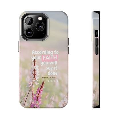 Inspirational Tough Phone Cases with Faith Quote, Floral Phone Cover, Christian Gift, Motivational Case, Bible Verse Accessory