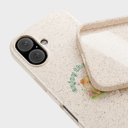 Funda biodegradable para teléfono - "Disfruta el momento" - Ecológica, regalo para amantes de los perros, accesorio adorable para mascotas, estilo de vida sostenible, diseño único
