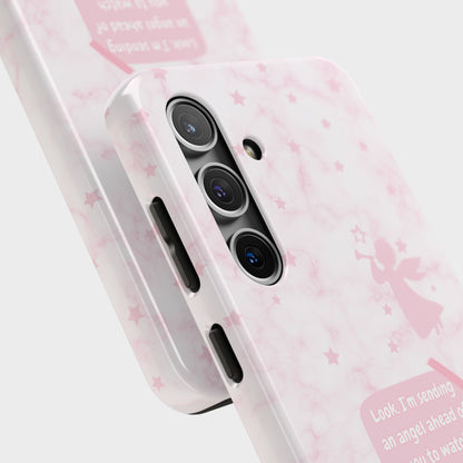 Angel Guidance Tough Phone Cases, Inspirational Phone Cover, Gift for Her, Angel Lover Gift, Pastel Pink Phone Case, Protection with Love