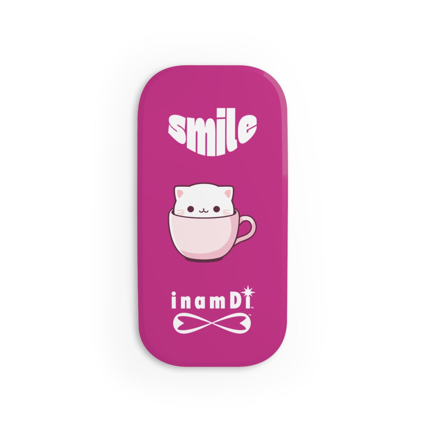 Cute Phone Grip with Smile Cat Design, Cell Phone Accessories, Kawaii Tech Gift, Phone Holder, Pink Cat Grip, Fun Gadget