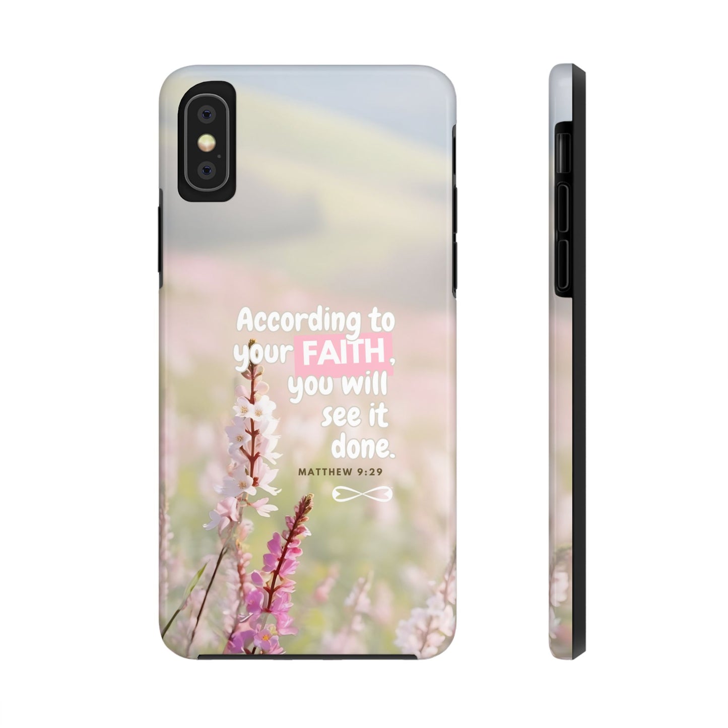 Inspirational Tough Phone Cases with Faith Quote, Floral Phone Cover, Christian Gift, Motivational Case, Bible Verse Accessory