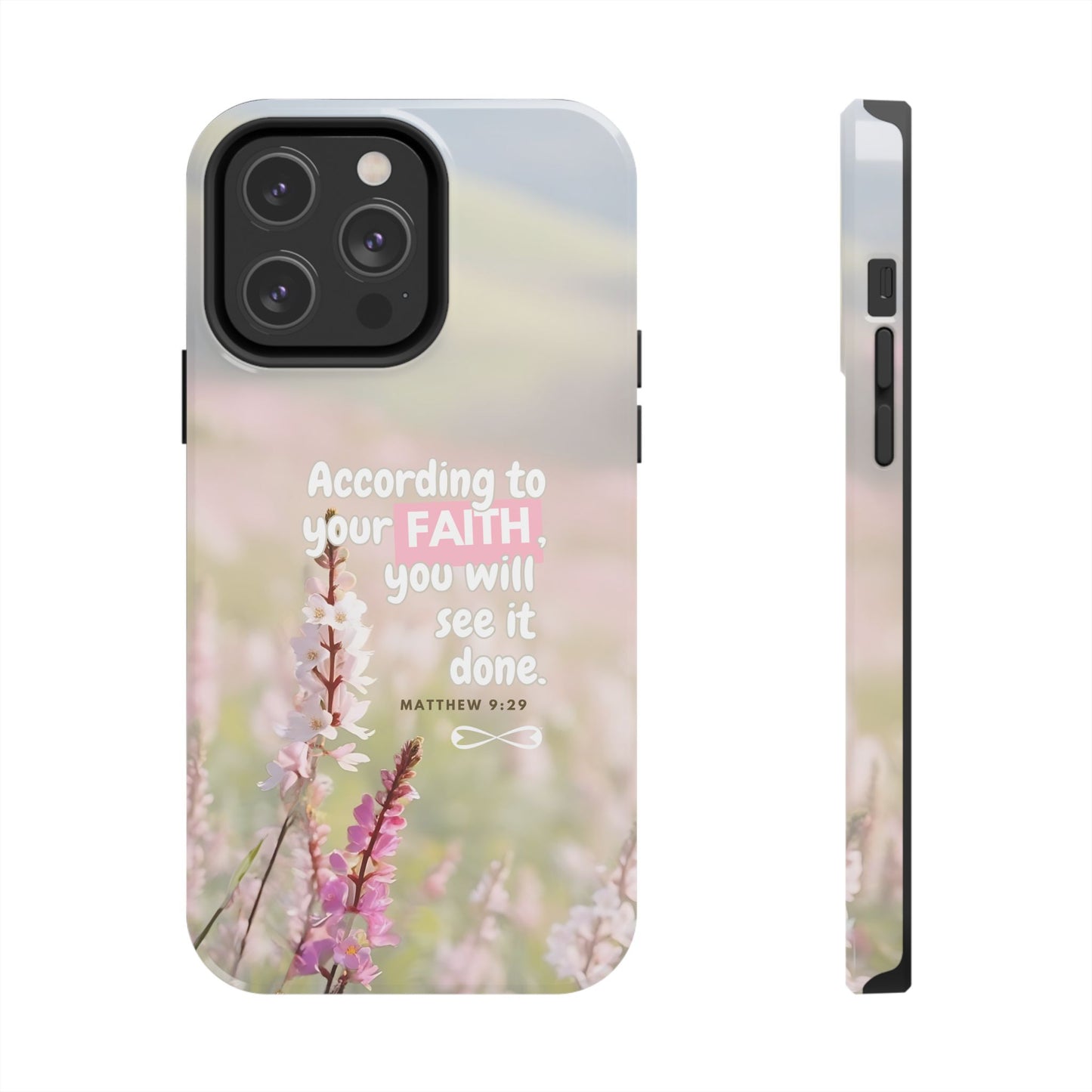 Inspirational Tough Phone Cases with Faith Quote, Floral Phone Cover, Christian Gift, Motivational Case, Bible Verse Accessory