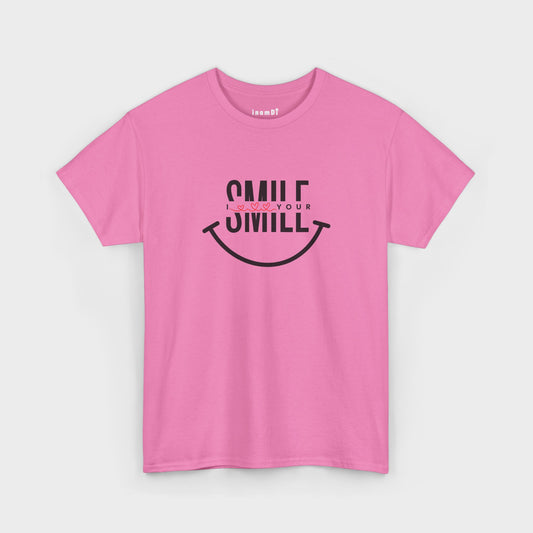 Camiseta de algodón grueso “SMILE” para mujer: camiseta motivadora para regalar, salir y transmitir energía positiva.