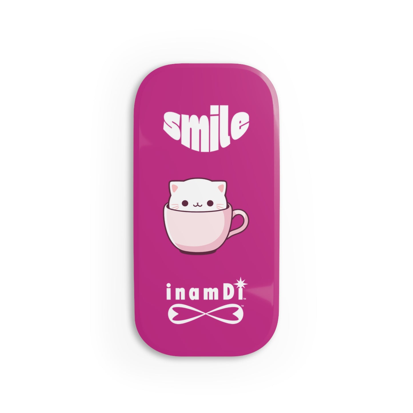 Cute Phone Grip with Smile Cat Design, Cell Phone Accessories, Kawaii Tech Gift, Phone Holder, Pink Cat Grip, Fun Gadget