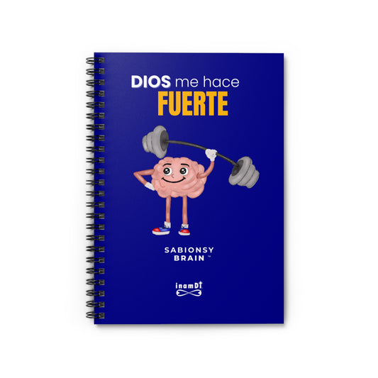 Cuaderno “Dios Me Hace Fuerte” — Diario inspirador en espiral | Serie de cuadernos de motivación Sabionsy Brain™ 