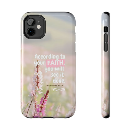 Inspirational Tough Phone Cases with Faith Quote, Floral Phone Cover, Christian Gift, Motivational Case, Bible Verse Accessory