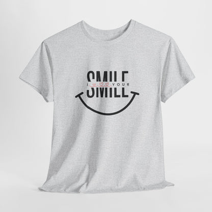 “SMILE” Heavy Cotton T-Shirt for Men – Motivational Tee for Everyday Wear, Gifts, and Positive Vibes