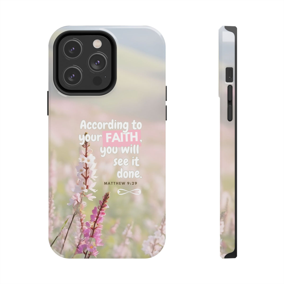 Inspirational Tough Phone Cases with Faith Quote, Floral Phone Cover, Christian Gift, Motivational Case, Bible Verse Accessory