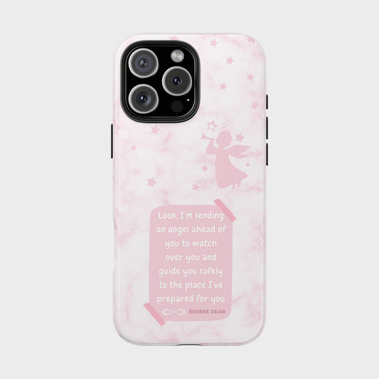 Angel Guidance Tough Phone Cases, Inspirational Phone Cover, Gift for Her, Angel Lover Gift, Pastel Pink Phone Case, Protection with Love