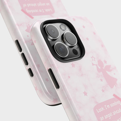 Angel Guidance Tough Phone Cases, Inspirational Phone Cover, Gift for Her, Angel Lover Gift, Pastel Pink Phone Case, Protection with Love