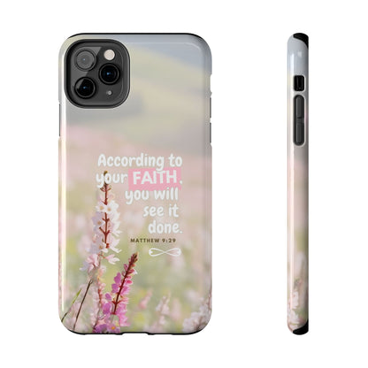 Inspirational Tough Phone Cases with Faith Quote, Floral Phone Cover, Christian Gift, Motivational Case, Bible Verse Accessory