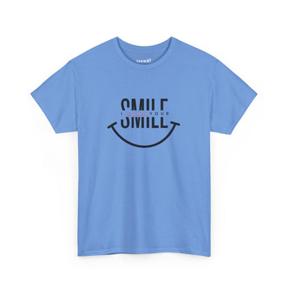 “SMILE” Heavy Cotton T-Shirt for Men – Motivational Tee for Everyday Wear, Gifts, and Positive Vibes
