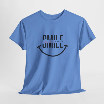 “SMILE” Heavy Cotton T-Shirt for Men – Motivational Tee for Everyday Wear, Gifts, and Positive Vibes
