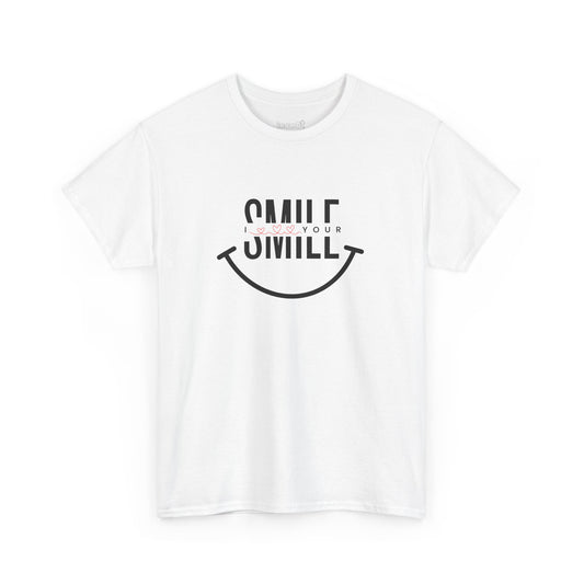 “SMILE” Heavy Cotton T-Shirt for Women – Motivational Tee for Gifts, Casual Outings, and Positive Vibes