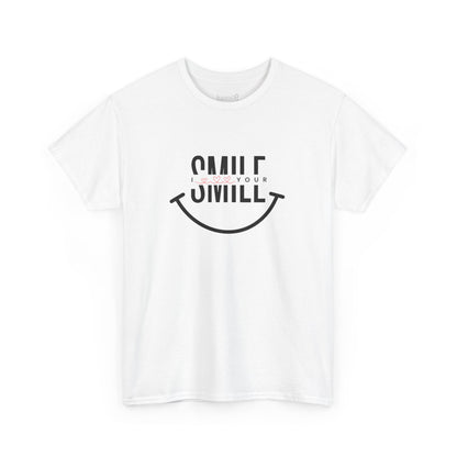 “SMILE” Heavy Cotton T-Shirt for Men – Motivational Tee for Everyday Wear, Gifts, and Positive Vibes