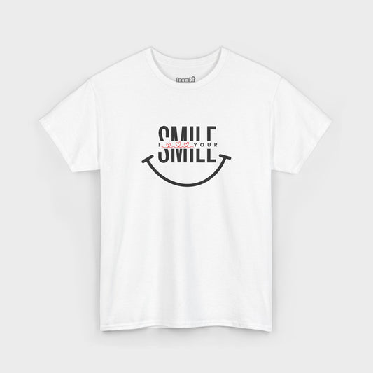 “SMILE” Heavy Cotton T-Shirt for Men – Motivational Tee for Everyday Wear, Gifts, and Positive Vibes
