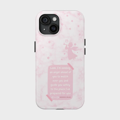 Angel Guidance Tough Phone Cases, Inspirational Phone Cover, Gift for Her, Angel Lover Gift, Pastel Pink Phone Case, Protection with Love