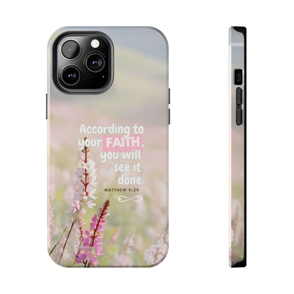 Inspirational Tough Phone Cases with Faith Quote, Floral Phone Cover, Christian Gift, Motivational Case, Bible Verse Accessory
