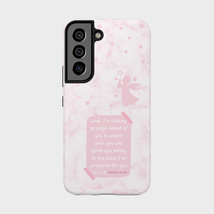 Angel Guidance Tough Phone Cases, Inspirational Phone Cover, Gift for Her, Angel Lover Gift, Pastel Pink Phone Case, Protection with Love