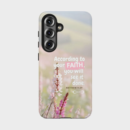 Inspirational Tough Phone Cases with Faith Quote, Floral Phone Cover, Christian Gift, Motivational Case, Bible Verse Accessory