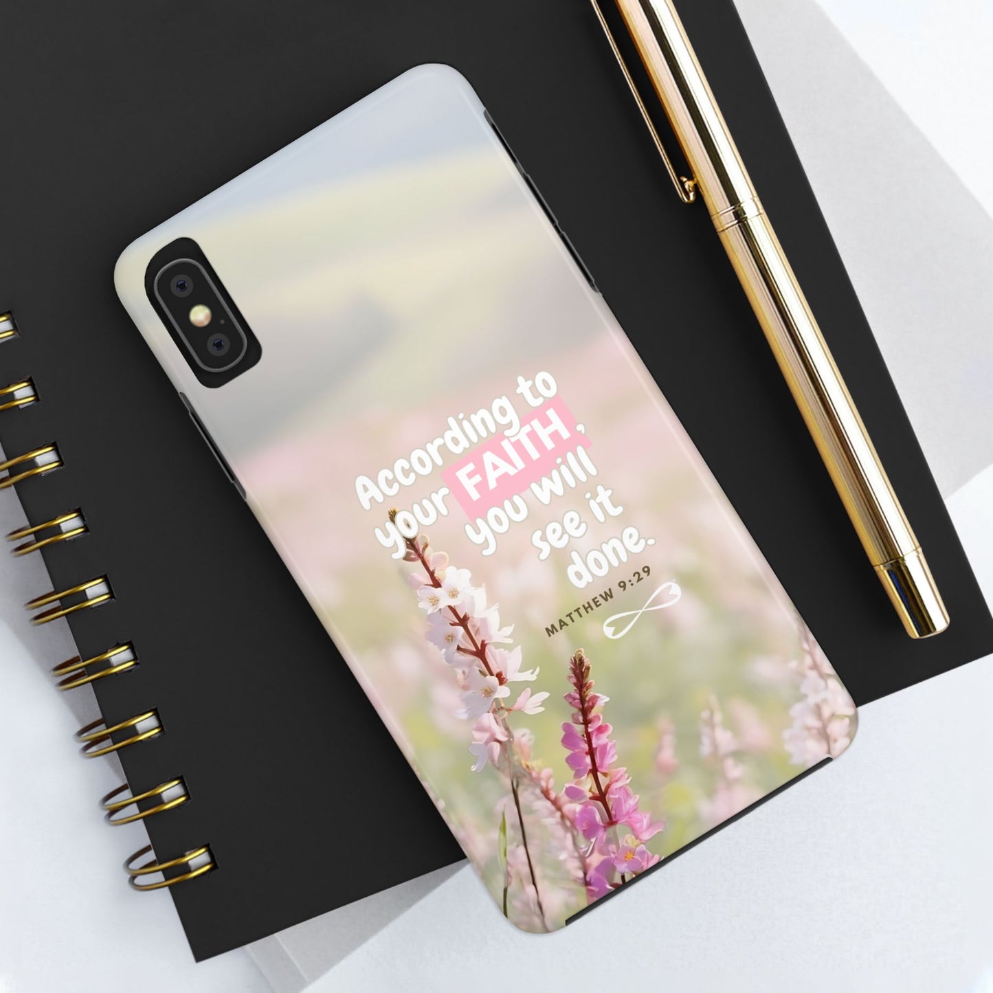 Inspirational Tough Phone Cases with Faith Quote, Floral Phone Cover, Christian Gift, Motivational Case, Bible Verse Accessory