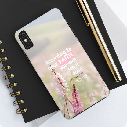 Inspirational Tough Phone Cases with Faith Quote, Floral Phone Cover, Christian Gift, Motivational Case, Bible Verse Accessory